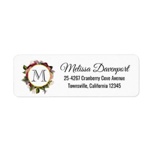 Rosa und Burgund-Floral-Rahmen-Monogramm