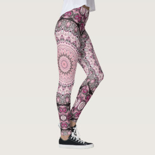 Rosa und Burgunder Mandala Musterdesign Leggings