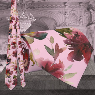 Rosa- und Burgunder-Rasberry-Pink-Pfingstrosen-Hoc Krawatte