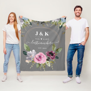 Rosa und Burgunderrot-Schimmer Custom-Monogramm Fleecedecke