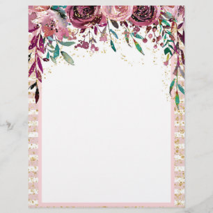 Rosa- und Burgunderrote Blumen-Tropfen und Gold-Ko Flyer