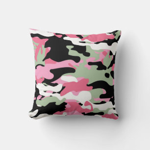 Rosa und Celadon Grün Camouflage-Wurfkissen Kissen
