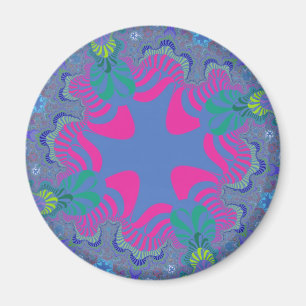 Rosa und Cornflower Blaues Kreuz Magnet