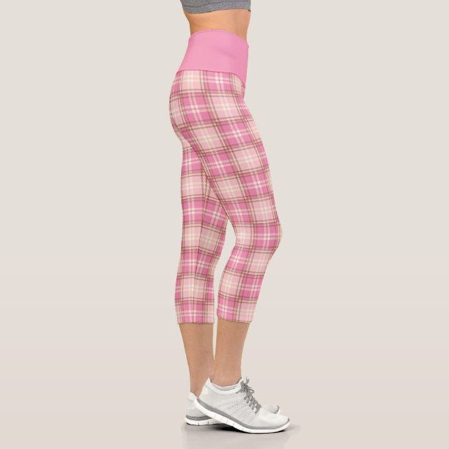 Rosa und Creme Kariert Capri Leggings (Rechts)
