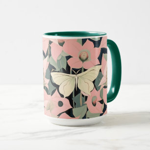 Rosa und Creme - Luna Moth und Mondblumen Tasse