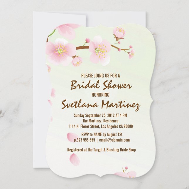 Rosa und Creme Magnolia Blossom Bridal Show laden Einladung (Vorderseite)