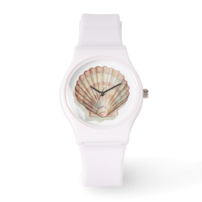 Rosa und Creme Seashell Armbanduhr (Vorderseite)