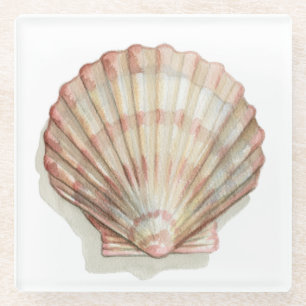 Rosa und Creme Seashell Glasuntersetzer