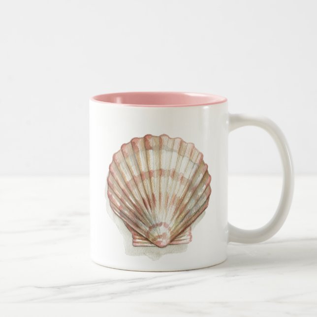 Rosa und Creme Seashell Zweifarbige Tasse (Rechts)