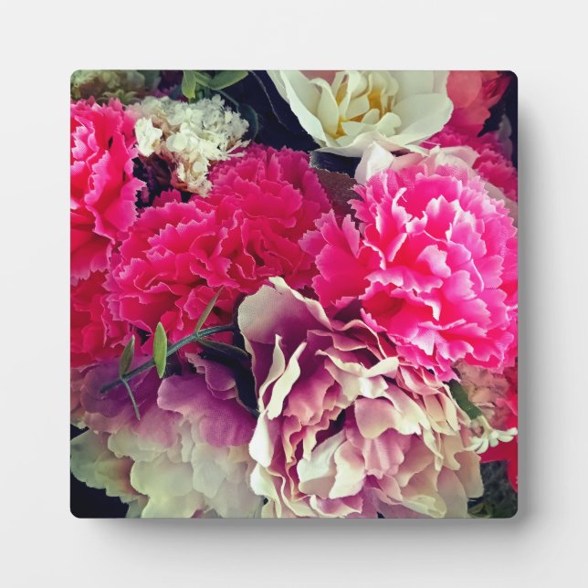 Rosa und cremefarbene Blume Fotoplatte (Vorderseite)