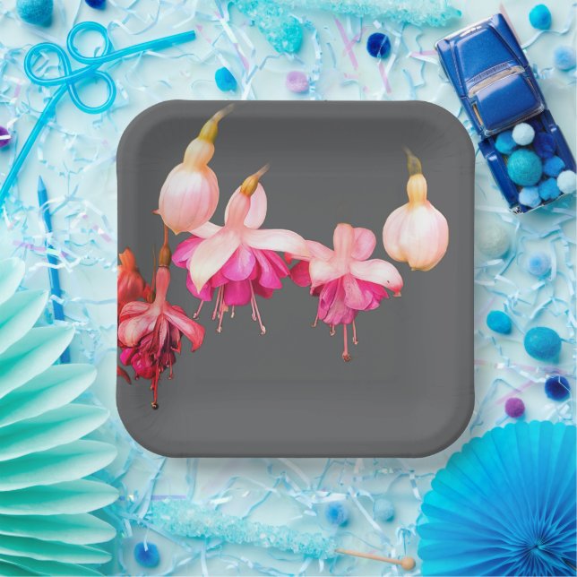 Rosa und cremefarbene Blume Pappteller (Party)