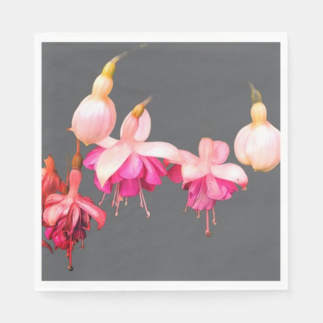 Rosa und cremefarbene Blume Serviette (Vorderseite)