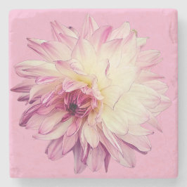 Rosa und cremefarbene Blume Steinuntersetzer