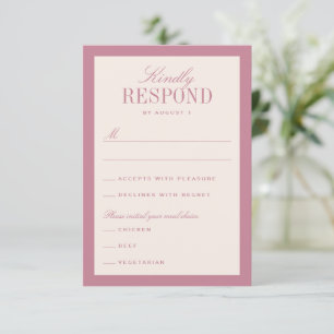 Rosa und cremefarbene klassische Hochzeit RSVP Karte