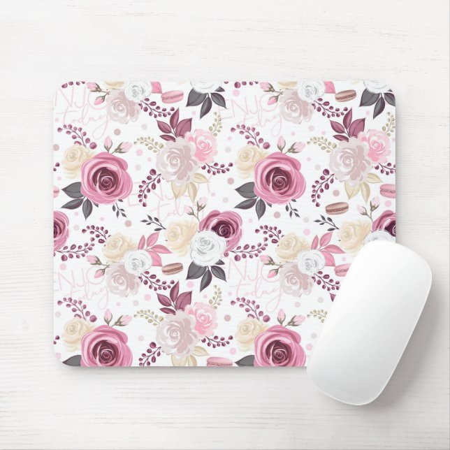 Rosa und cremefarbene Rose Mousepad (Mit Mouse)