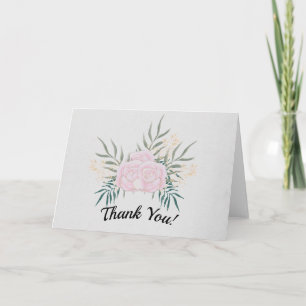 Rosa und cremefarbene Rosen auf Grau #1 Hochzeit Dankeskarte