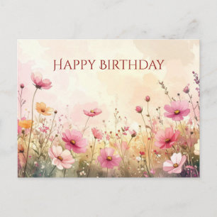 Rosa und cremefarbene Wildblumen Alles Gute zum Ge Postkarte