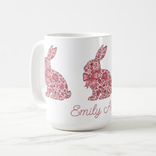 Rosa und cremefarbener Chinoiserie-Osterhase Kaffeetasse