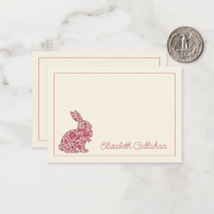 Rosa und cremefarbener Chinoiserie-Osterhase Mitteilungskarte
