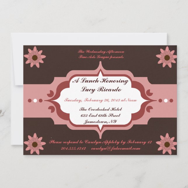 Rosa-und das Mittagessen-Gewohnheits-Einladungen Einladung (Vorderseite)