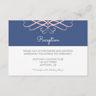 Rosa und Denimblau, elegante Hochzeit mit floristi Begleitkarte