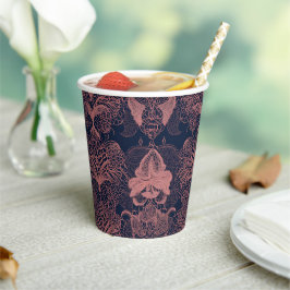 Rosa und dunkelblaue Formen Muster AI-Kunst Pappbecher