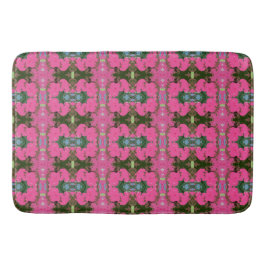 Rosa und dunkelgrüne Abstrakte Blumenmuster Badematte