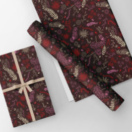 Rosa und Elfenbein Blumendoodles im Mond. Geschenkpapier Set