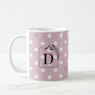 Rosa und Elfenbein gepunktete Monogramm-Tasse Kaffeetasse