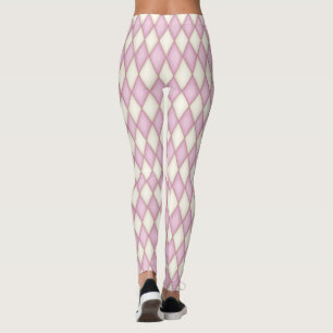 Rosa und Elfenbein Harlekin Diamant Karo Leggings