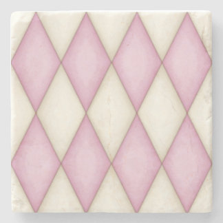 Rosa und Elfenbein Harlequin Diamond Karo Steinuntersetzer