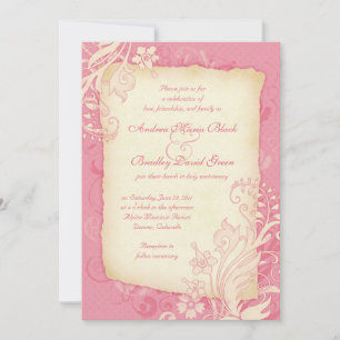 Rosa und Elfenbein Hochzeitseinladung mit Blumenmu Einladung