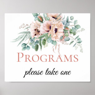 Rosa und Elfenbein Hochzeitsprogramm-Schilder mit Poster