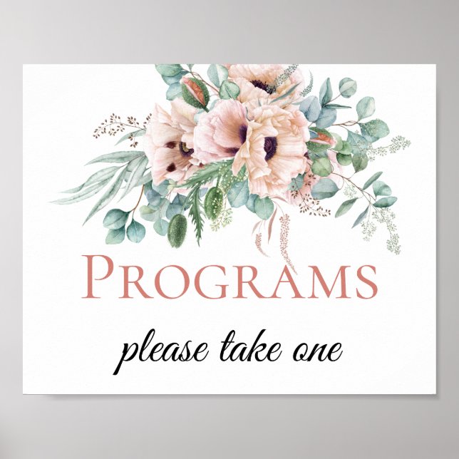 Rosa und Elfenbein Hochzeitsprogramm-Schilder mit  Poster (Vorne)