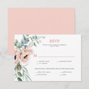 Rosa und elfenbeinfarbene Mohnblumen, Eukalyptus, RSVP Karte