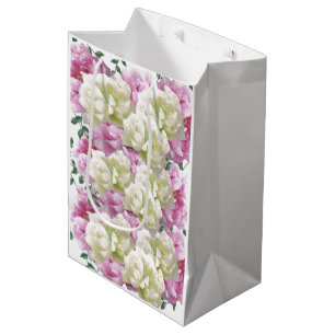 Rosa und elfenbeinfarbene Pfingstrosenblumen Mittl Mittlere Geschenktüte