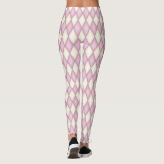 Rosa und Elfenbeinharlequin Diamond Karo Leggings