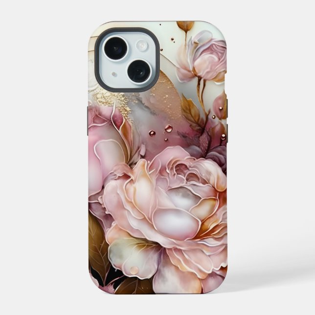 Rosa und Elfenbeinküste Rose iPhone 15 Hülle (Rückseite)