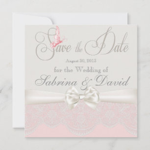 Rosa und Elfenbeinschmetterlinge Save the Date