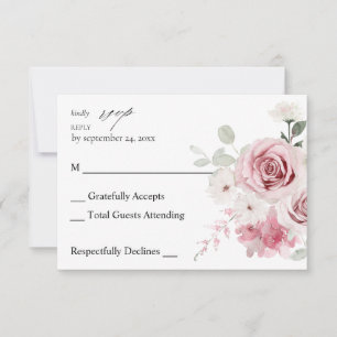 Rosa und Eukalyptus Floral UAWG 2 RSVP Karte