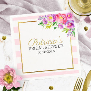 Rosa und falsche Folie Goldene Blumige Hochzeitsdu Serviette
