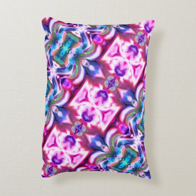 Rosa und farbenfrohe Mischung mit grobem Glasstil Dekokissen (Rückseite(Vertikal))