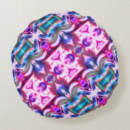 Rosa und farbenfrohe Mischung mit grobem Glasstil Rundes Kissen