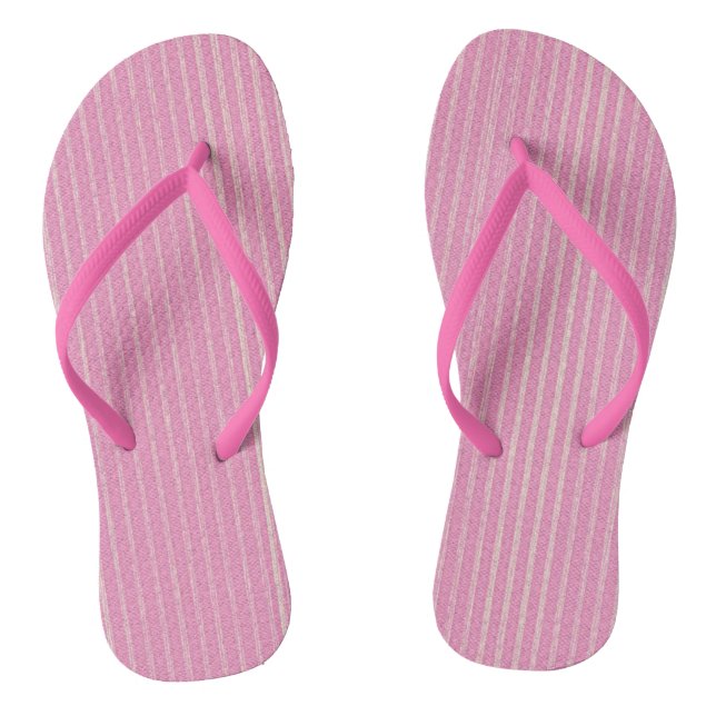 Rosa und fast weiße senkrechte Streifen flippen Fl Flip Flops (Fußbett)