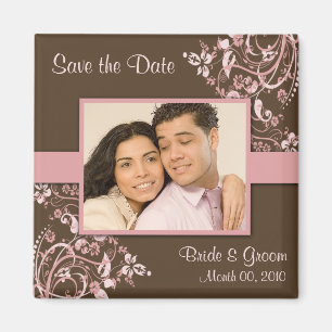 Rosa und Foto-Magneten Browns Save the Date Magnet