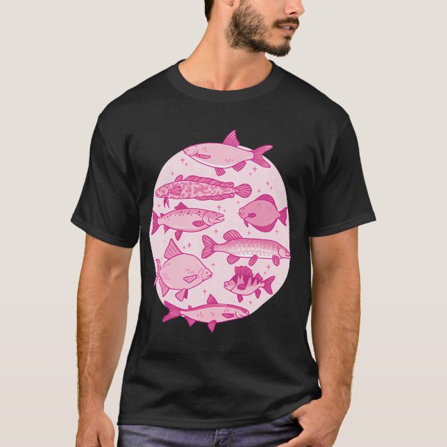 Rosa und funkelnder Fisch T-Shirt (Vorderseite)