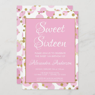 Rosa und Geburtstag des Einladung