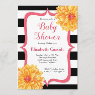 Rosa-und Gelb-BlumenBabyparty-Einladung Einladung