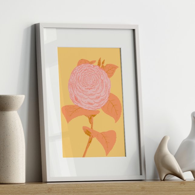 Rosa und gelb Botanischer Zeichnend Coquette Vinta Poster (Von Creator hochgeladen)