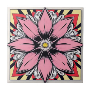 Rosa und gelb Comic Blume Keramik Tile Fliese